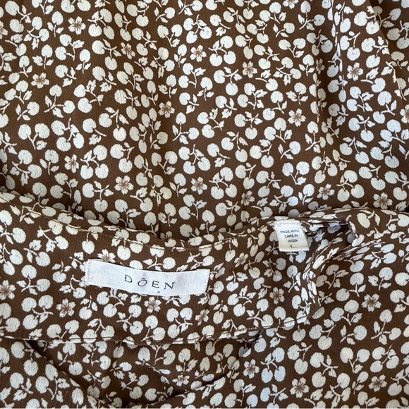 Doen Laurel Dress Olive Women's Large Green Boho Prairie Floral - Picture 7 of 9